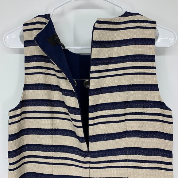 J.Crew Dress Beige Blue Stripe Scalloped Grommets Sleeveless NWT - Picture 11 of 12